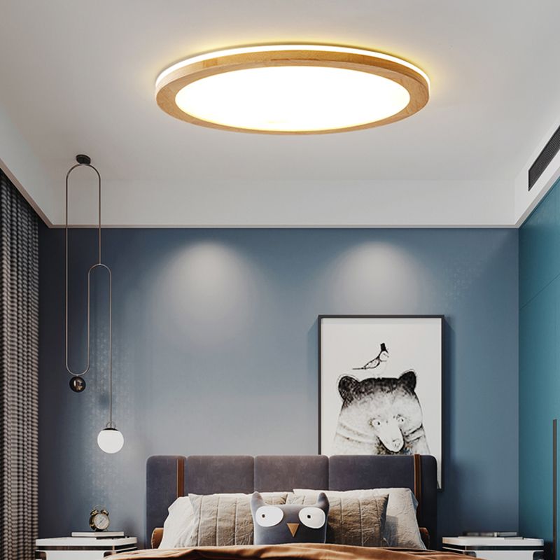 Legno Rotondo Flush Light Light Modern Single Light Flush Massimale Light Fixtures in Brown
