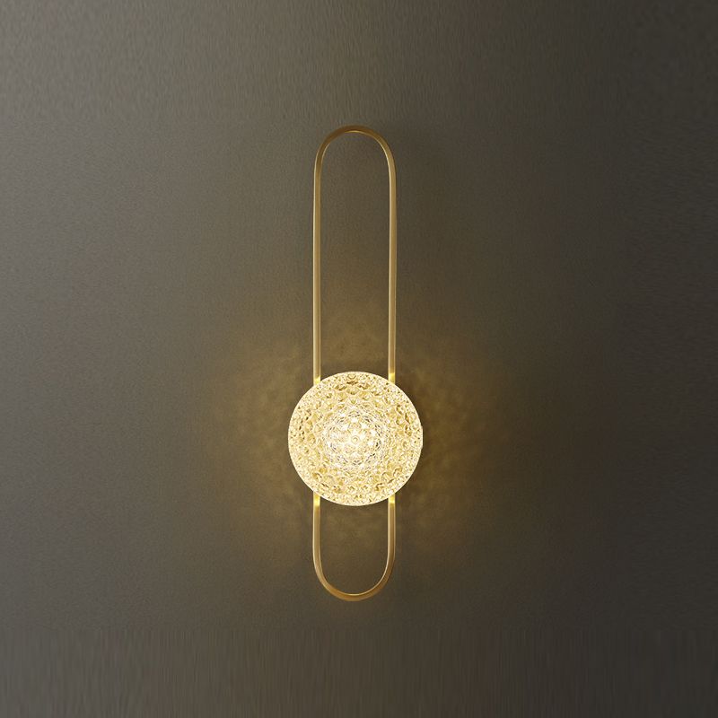 Modern Glass Wall Light Globe 15" High Wall Sconce in Gold for Living Room