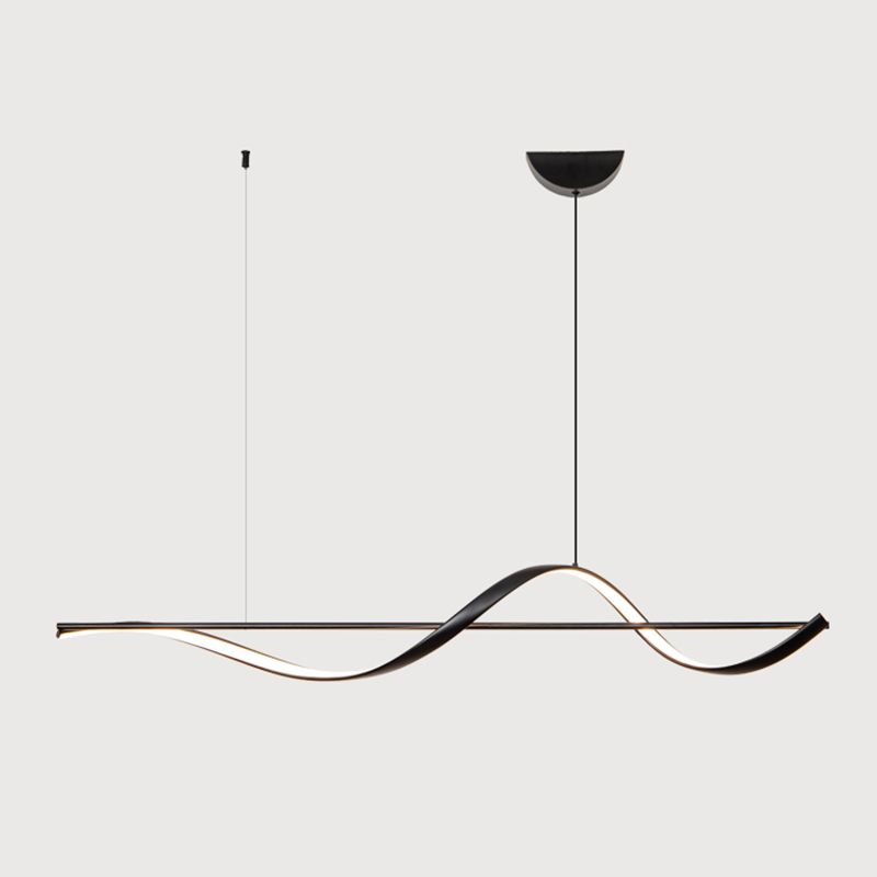 Modern LED Metal Pendant Light Linear Shape Island Light with Silicone Shade for Bedroom
