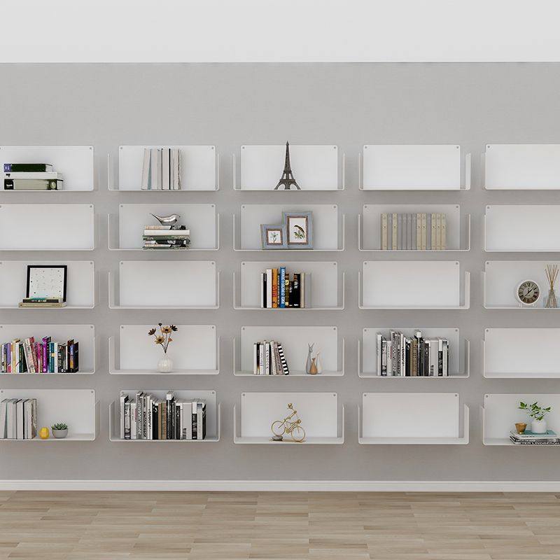 Contemporary Metal Bookshelf Floating Closed Back Bookcase with Shelves