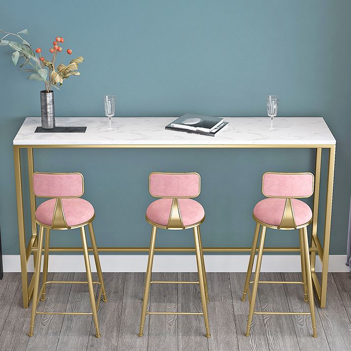 Mesa de comedor de altura de pub dorado mesa de mostrador de fútbol de glam rectángulo, solo mesa