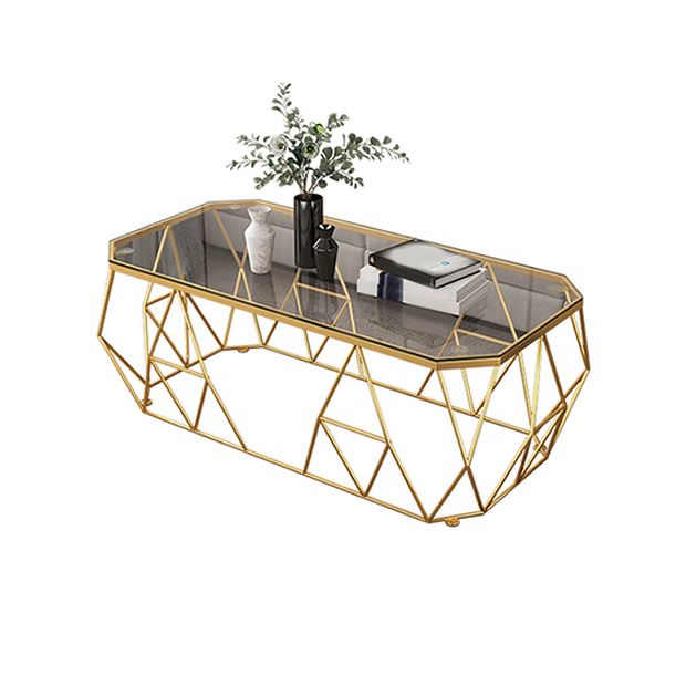 Modern Frame Cocktail Table Rectangular Glass Top Coffee Table for Living Room