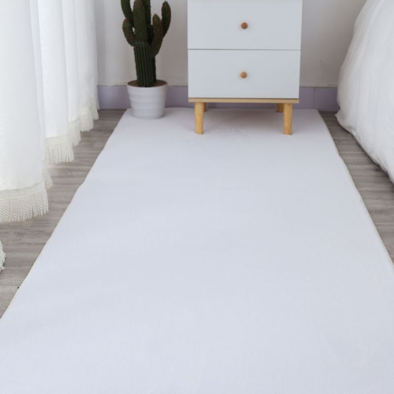 Blue Area Carpet Polyester Solid Color Area Rug Easy Care Washable Rug for Bedroom