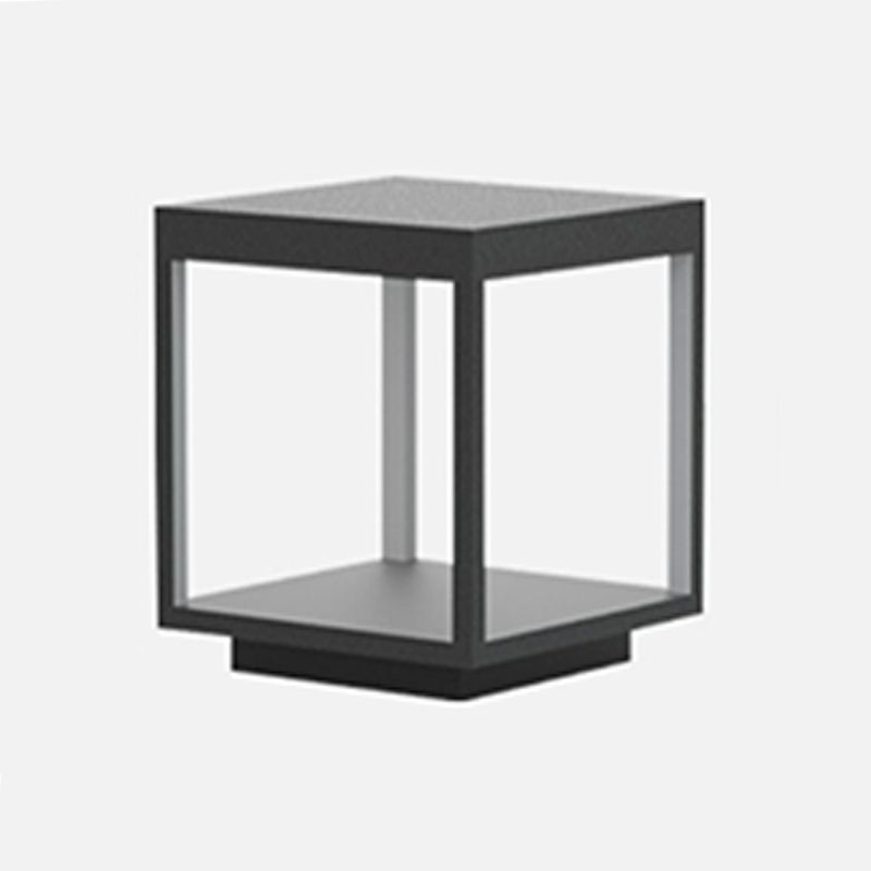 Square Waterproof Lights Outdoor Black Pillar Lamp for Garden