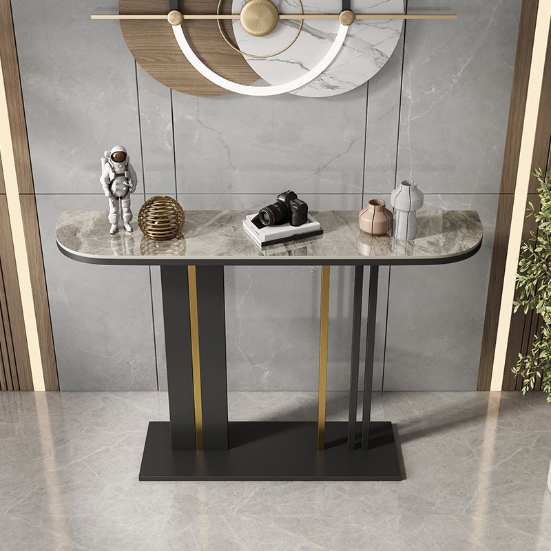 Modern 31.5" Tall Console Table Stone Abstract Base Accent Table for Hall
