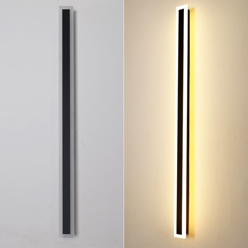 Linear Shape Metal Wall Lighting Modern Style 1 Light Wall Mount Light in Black