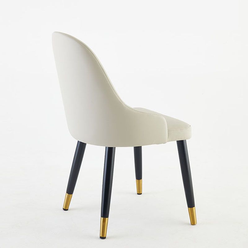 Glam Wood Dining Armless Chair Faux Leather Dining Chairs for Restaurant Use