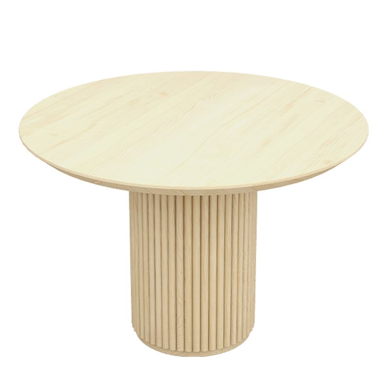 Modern Pedestal Casual Dining Table Round Solid Wood Dinner Table Kitchen Home