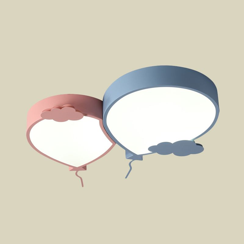 LED-Unterputz-Deckenleuchte für Kinder, Ballonbeleuchtung mit blauem Finish und Acrylschirm in weißem/warmem Licht