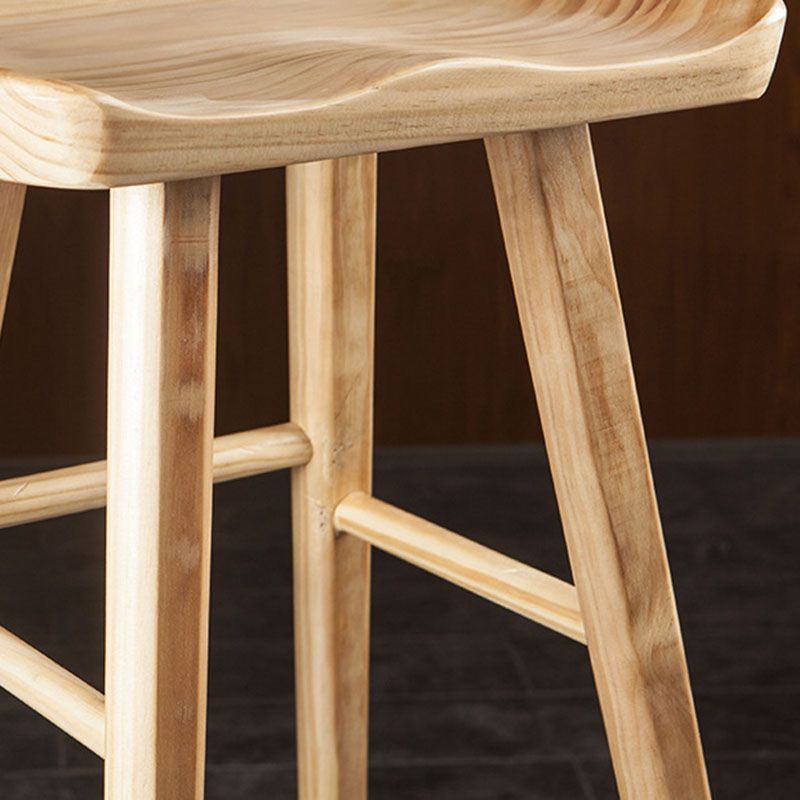 Modern Armless Backless Counter Stool Wood Milk Tea Shop Bar Stool with Seat
