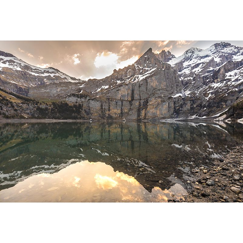 Vivid Mountain Contemporary Style Mural Horizontal Photography Living Room Wall Mural