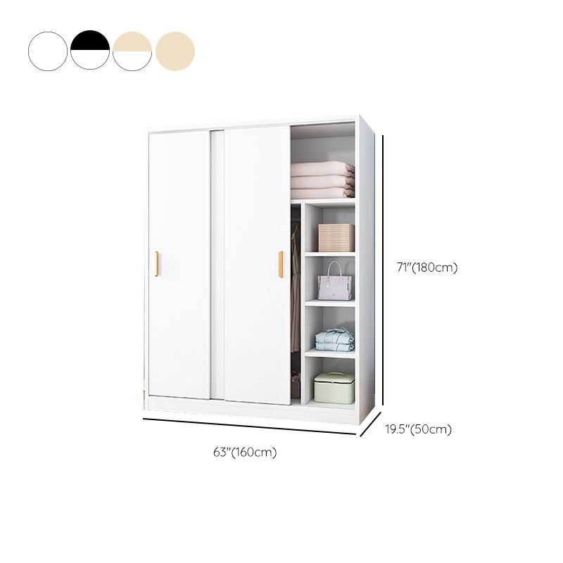 Wood Frame Wardrobe Freestanding Wardrobe Armoire with Shelves and Clothes Rail