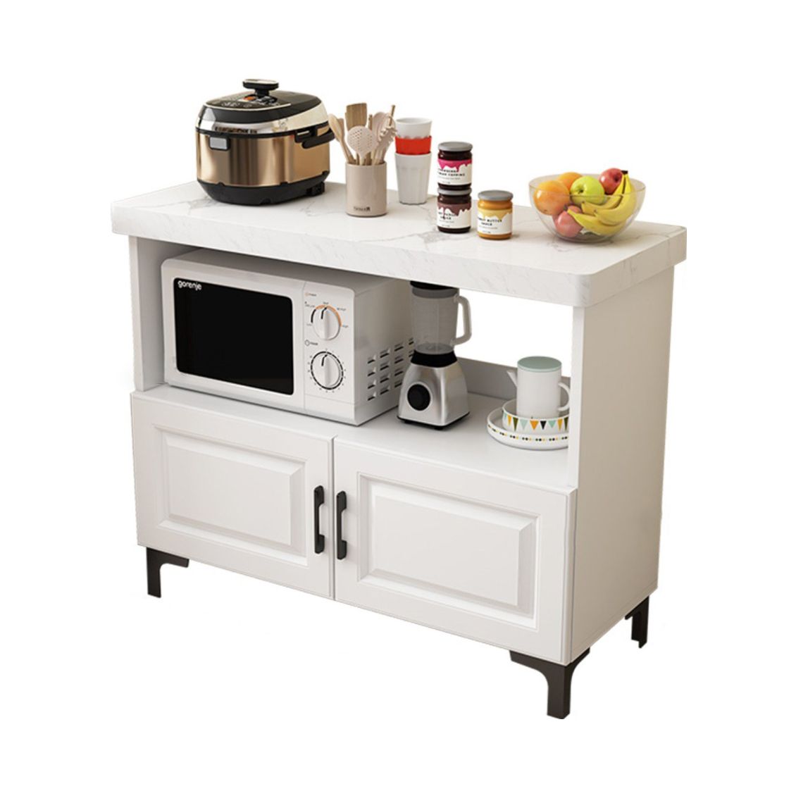 Engineered Wood Sideboard Modern Dining Server with Stone Countertop for Living Room