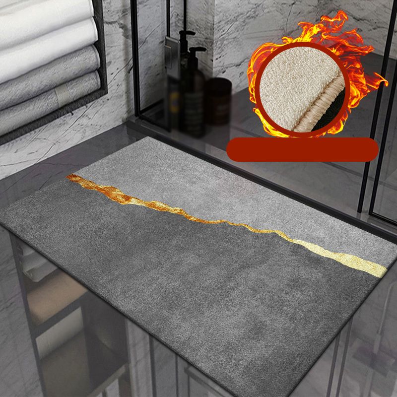 Grey Living Room Area Rug Color Block Polyester Area Carpet Anti-Slip Washable Area Rug