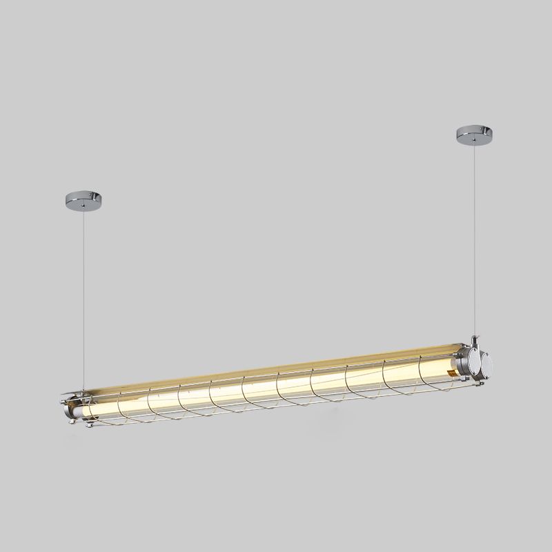 Industrial Style Iron Hanging Lamp Cylinder Shape Island Light Fixture for Living Room