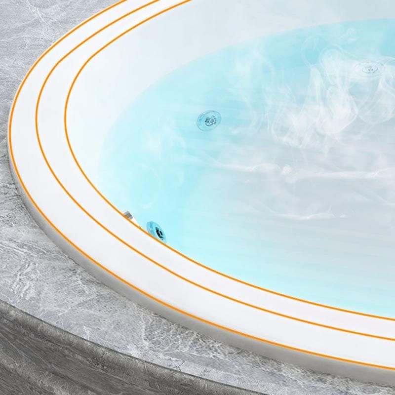 Modern Round Drop-in Bath Tub Acrylic Soaking Bathtub in White