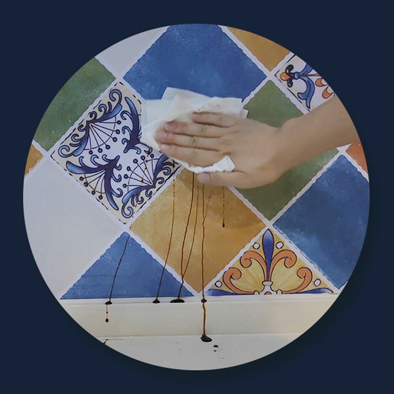 Rectangular Wall Tile Peel and Stick Geometric Print Stick Kitchen Wallpaper