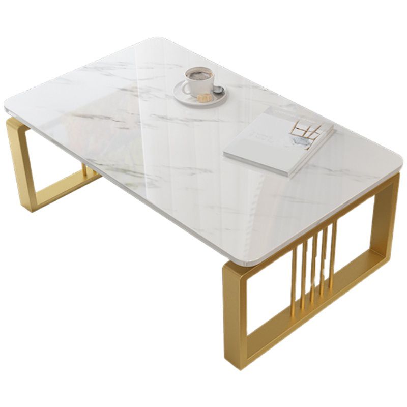 Marble Coffee Table Square Open Shelf Cocktail Table for Living Room Coffee Table