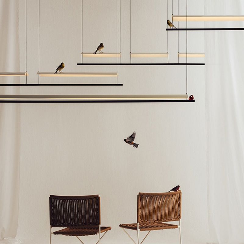 Iron Modern LED Ceiling Pendant Fixture in Black & White Kitchen Island Light