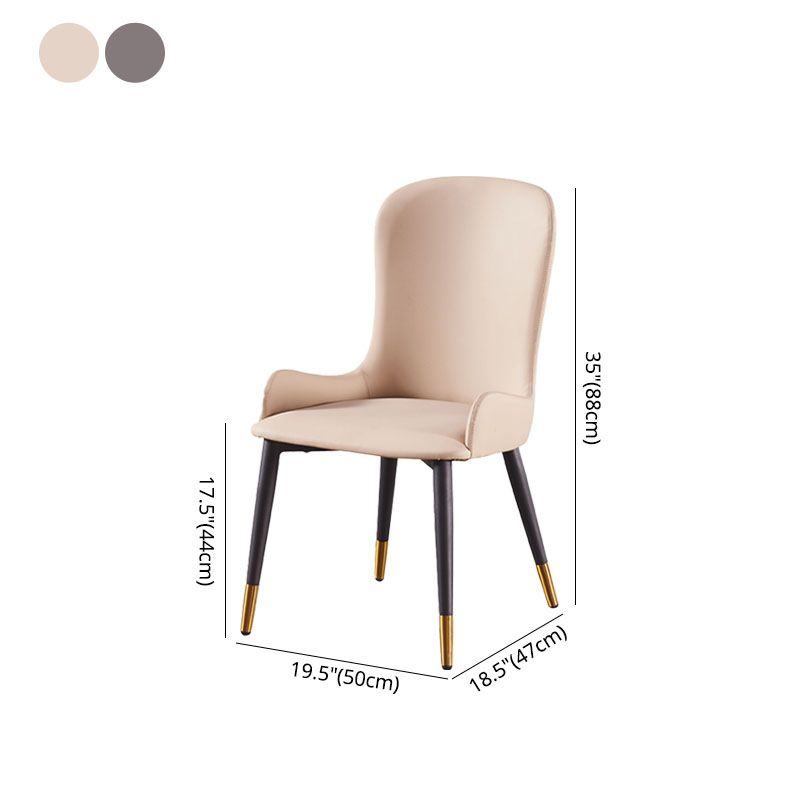 Silla lateral contemporánea con respaldo de orejas, sillas de comedor de cuero para restaurante
