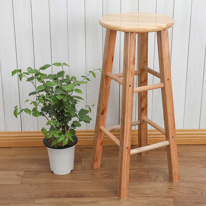 Solid Wood Bar Stool Backless Armless Counter Stool for Dining Room