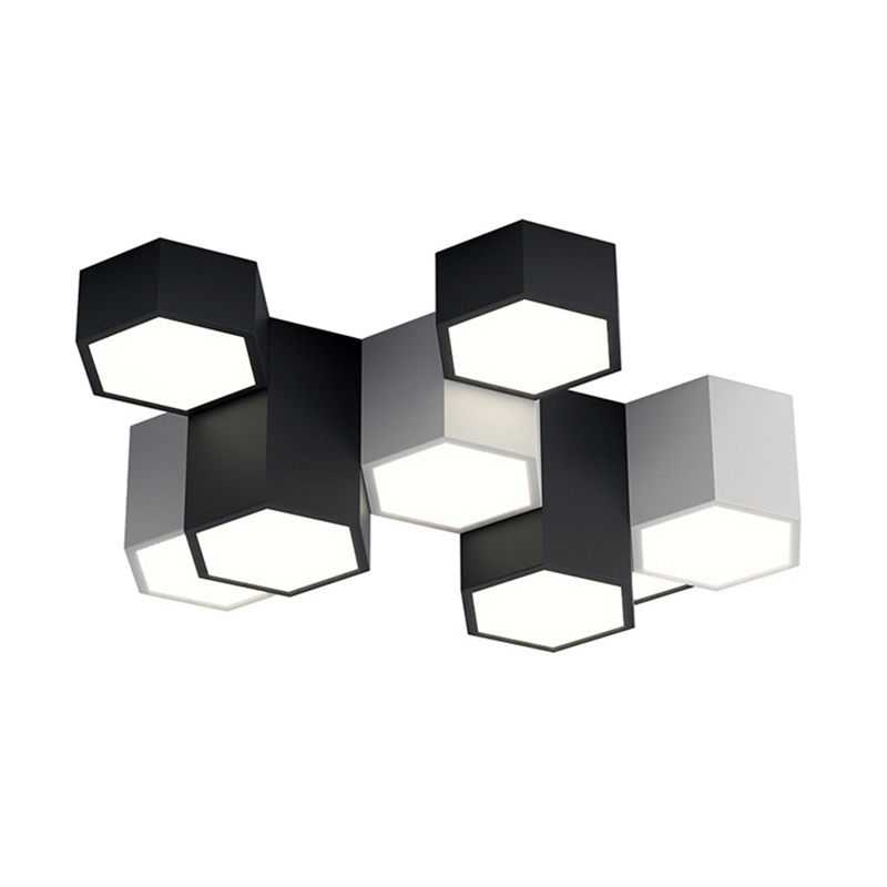 Plafonnier LED géométrique minimaliste moderne en fer forgé avec abat-jour en acrylique