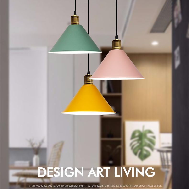 Metal Tapered Hanging Light Nordic Modern Style 1 Light Restaurant Ceiling Pendant Lamp