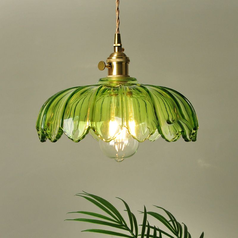 Lampada appesa a 1 luce delle viti, vetro a costola contemporanea lampada appesa