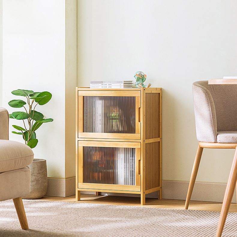 Contemporary Rectangle Storage Cabinet Natural Finish Accent Cabinet with Doors