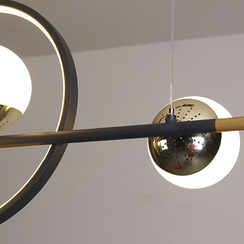 Éclairage de l'île Globe dans des lumières de l'île 7-Light de style moderne en noir