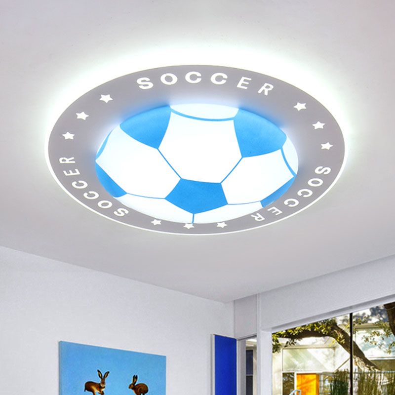 16.5"/20.5" W Kids LED Flush Mount Spotlight Black/Blue Football Flushmount Ceiling Lamp with Acrylic Shade