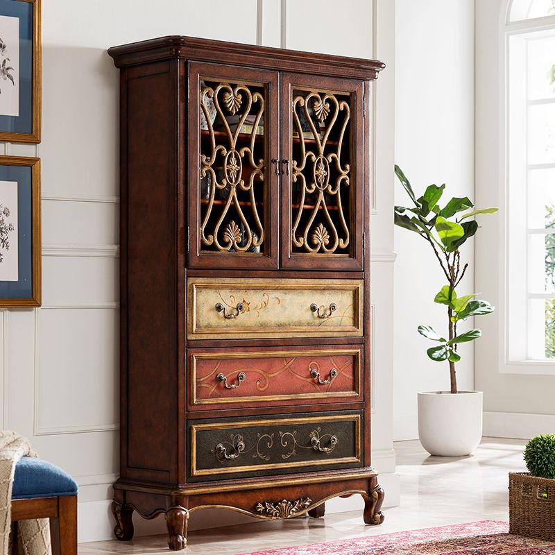 Industrial Solid Wood Accent Cabinet Rectangle Accent Cabinet with Drawer