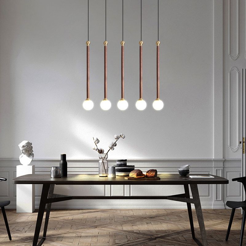 Multi -Light -kugelhaltiger Anhänger moderner Holzhängung Licht für Wohnzimmer