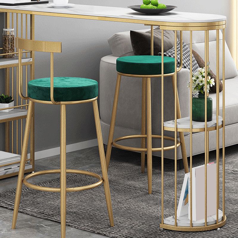 Modern Sintered Stone Bar Table Metal Base Dining Table with Storage Shelves