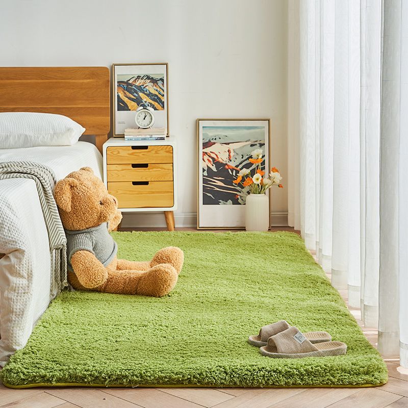 Tapis de couleur unie chic en polyester Polyester Tapis Tacon résistant aux taches pour chambre à coucher