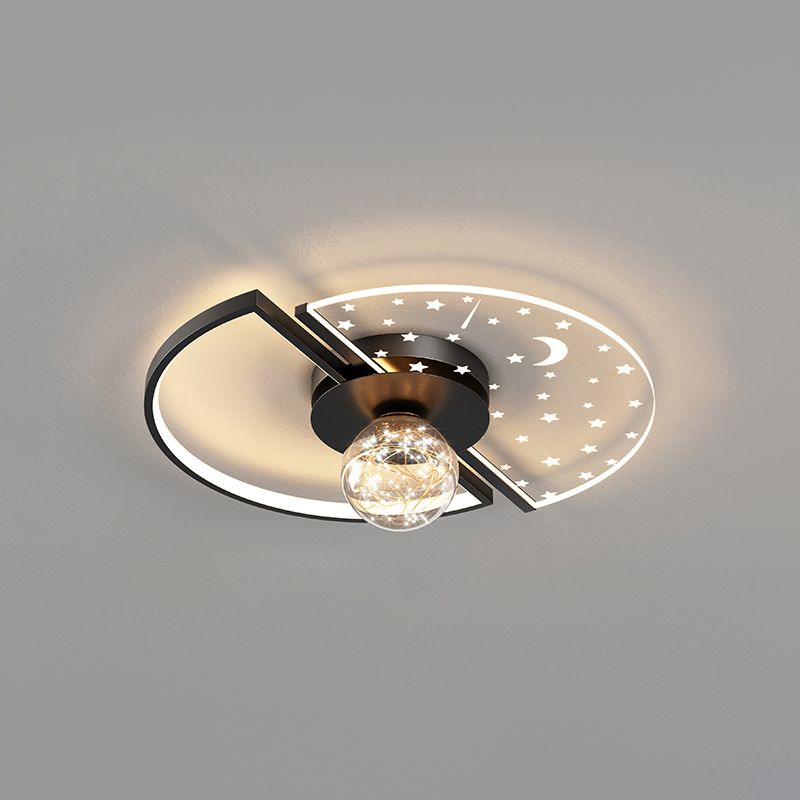 Metal Round Shape Flush Ceiling Light Modern Style 3 Lights Flush Ceiling Light Fixtures