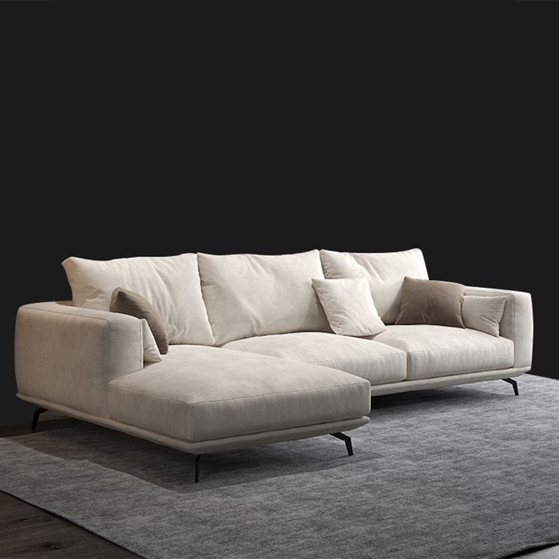 White Faux Leather Sofa & Chaise Loose Back Cushions Sofa - 25.59" H