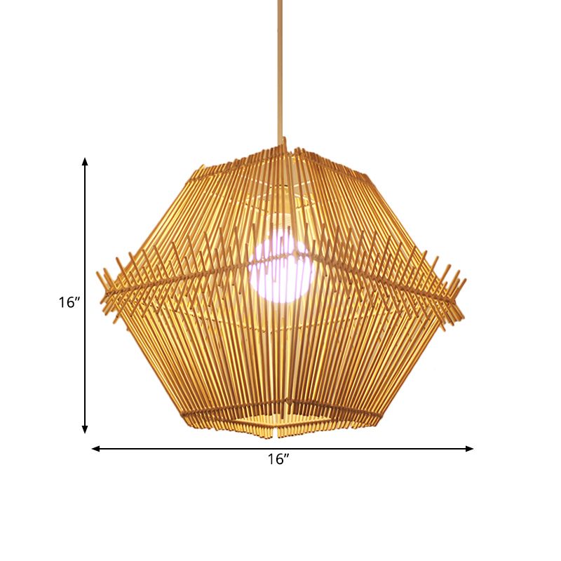 Plafond suspendu tissé Bamboo contemporain 1 pendentif de chute en bois de tête avec / sans teinte