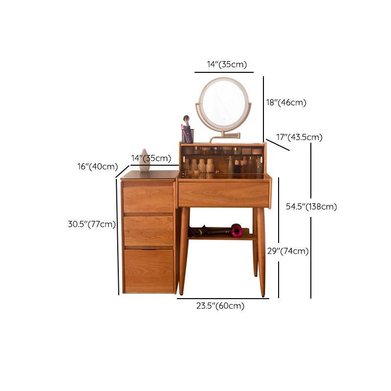 16" Wide Contemporary Vanity Table Solid Wood Make-up Vanity with Drawer