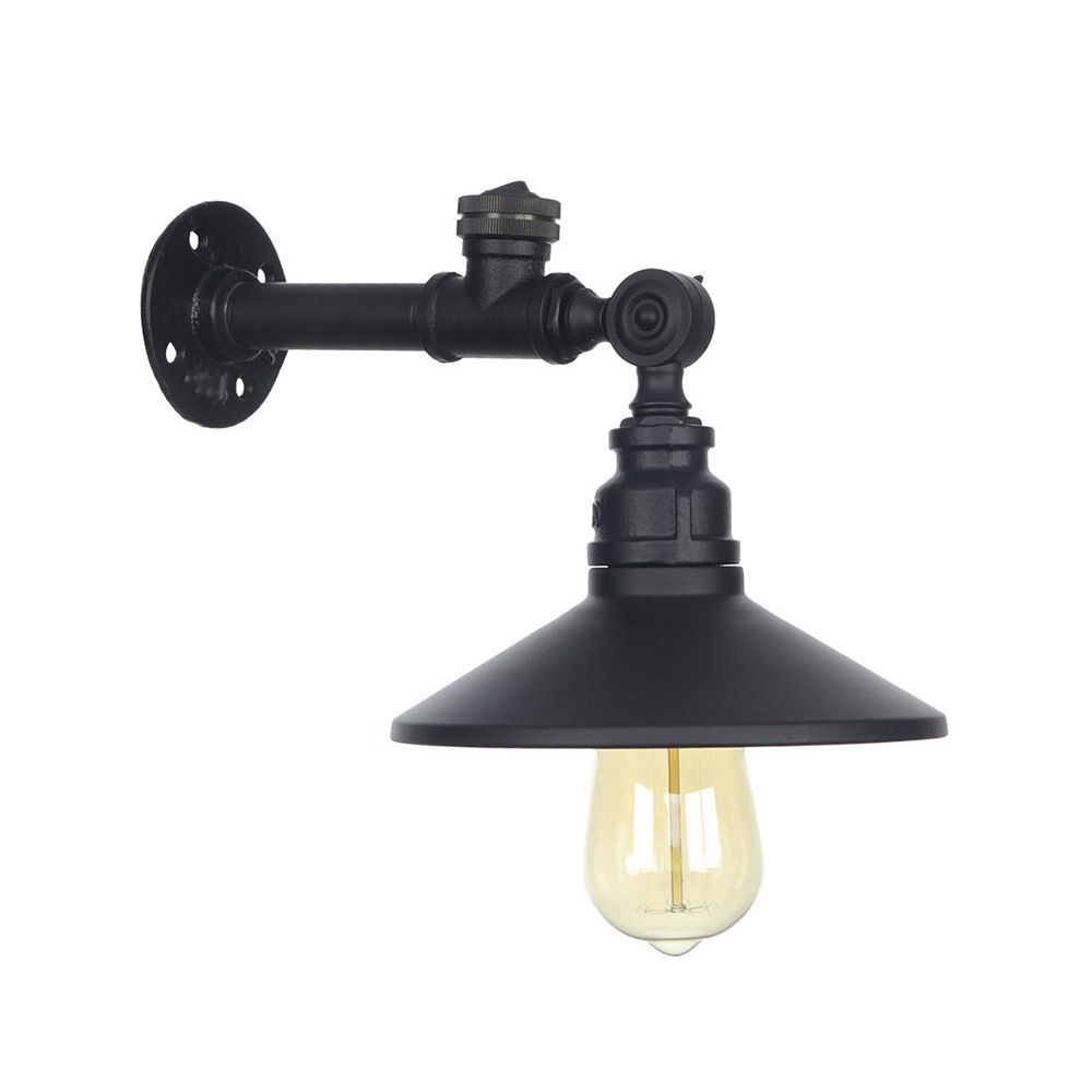 1 Light Wide Flare Wall Lamp Industrial Black/Bronze/Antique Brass Metal Sconce Light Fixture for Bedroom