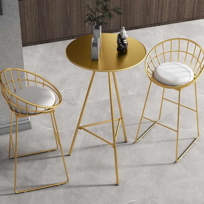 Industrial Round Bar Table Set 1/2/3/4 Pieces Gold Iron Bistro Set with Footrest