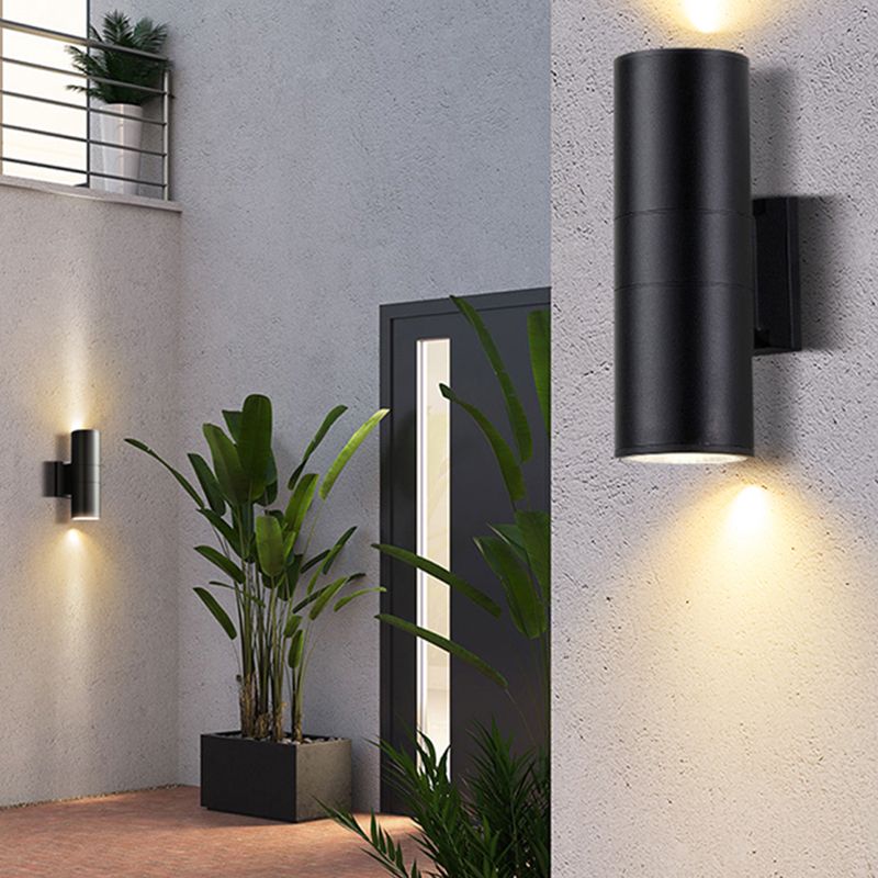 Modernism Wall Sconce Cylinder Outdoor Sconce Light Fixture for Courtyard