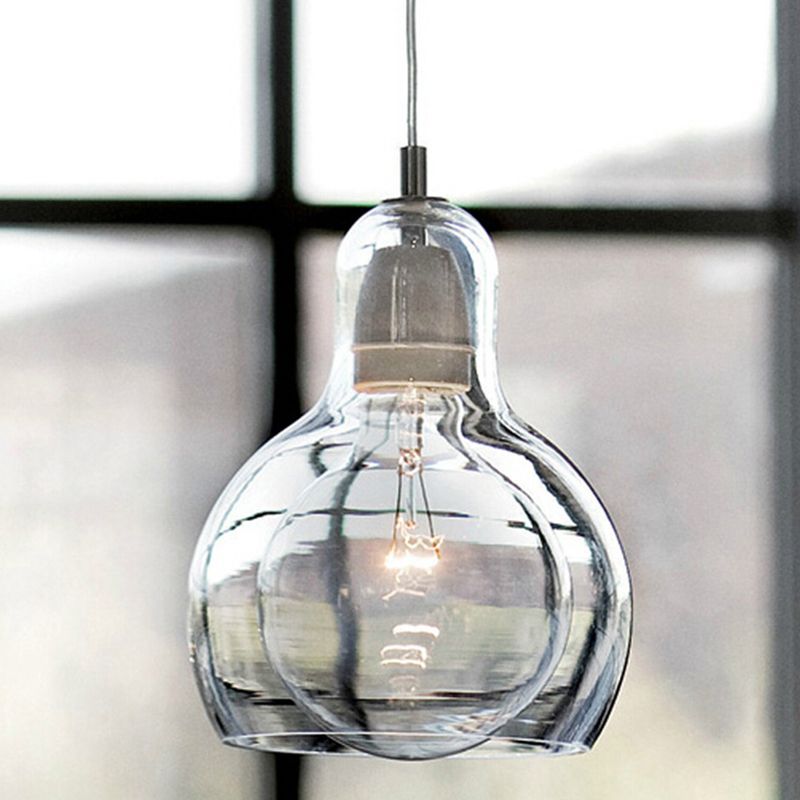 Double-layer Glass Shade Mini Pendant Light Gourd Shaped Contemporary Simplicity Hanging Lamp