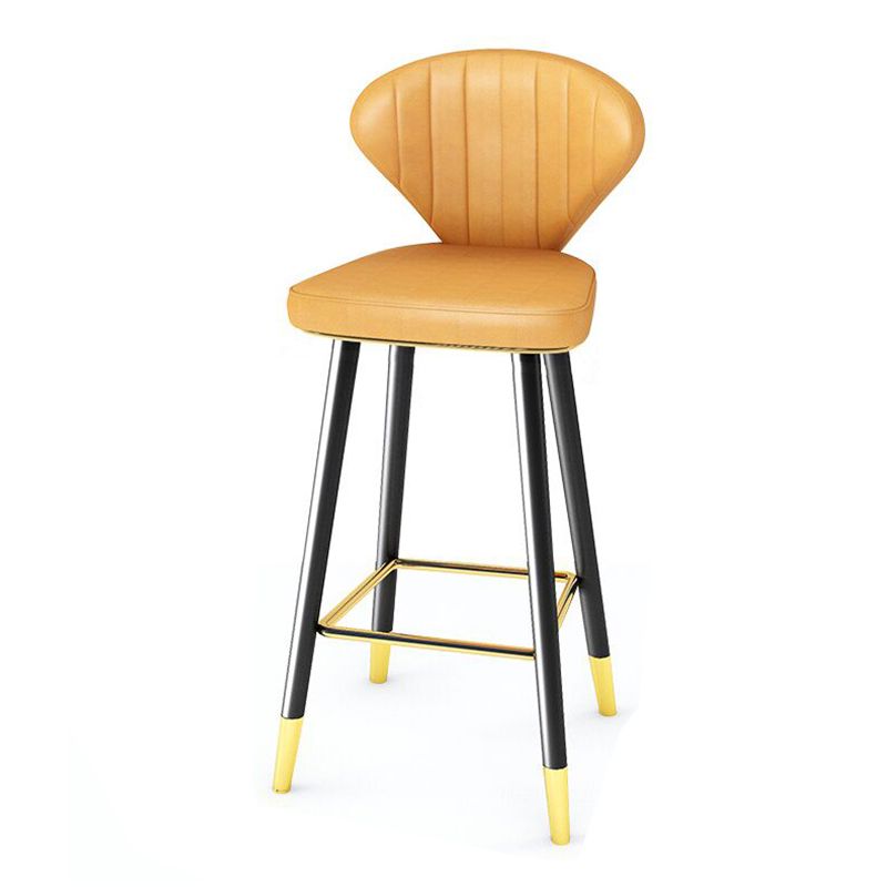 Scandinavian Swivel Leather Counter Stools Black Low Back Bar Stools with Footrest