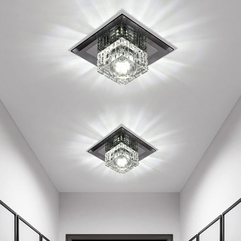 Zeitgenössische geometrische Deckenleuchte aus Kristallglas mit Loch 3'' Durchmesser