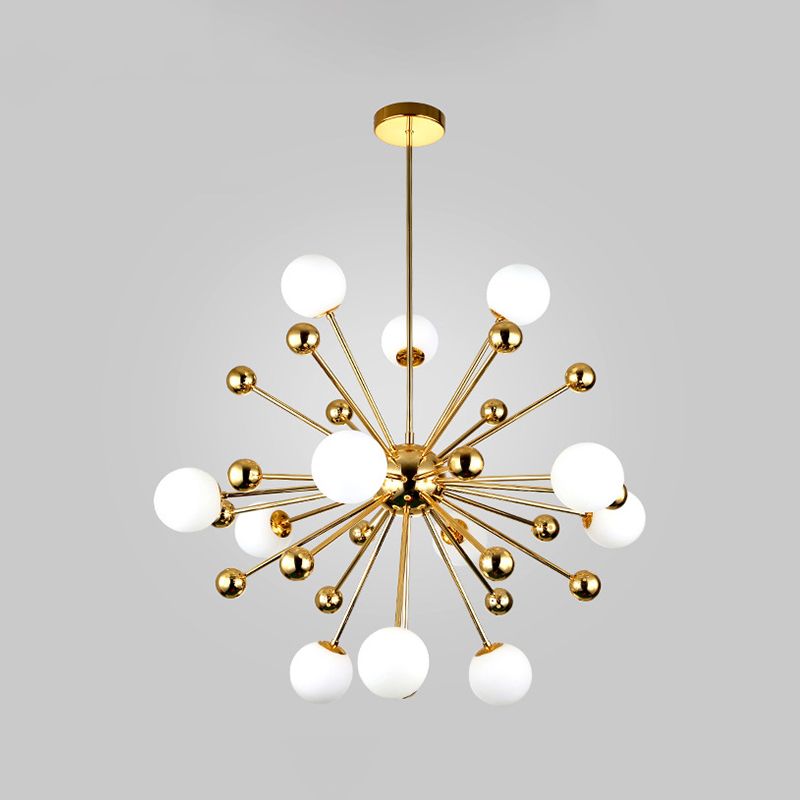 Luce a sospensione in oro in vetro in lampadario di ferro elettroplato moderno in stile lusso per sala da pranzo