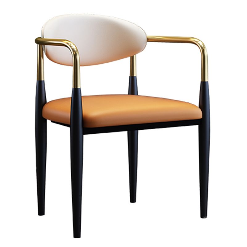 Metallic Finish Side Chair with Arms Metal Industrial Dining Chair