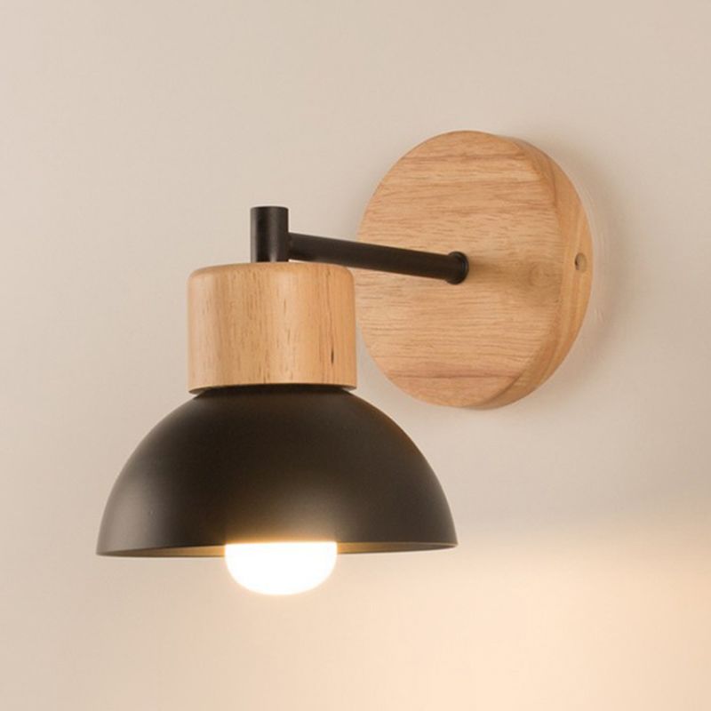 Bowl Wall Mounted Lamp Modern Simplicity Wood Wall Mount Lamp for Living Room