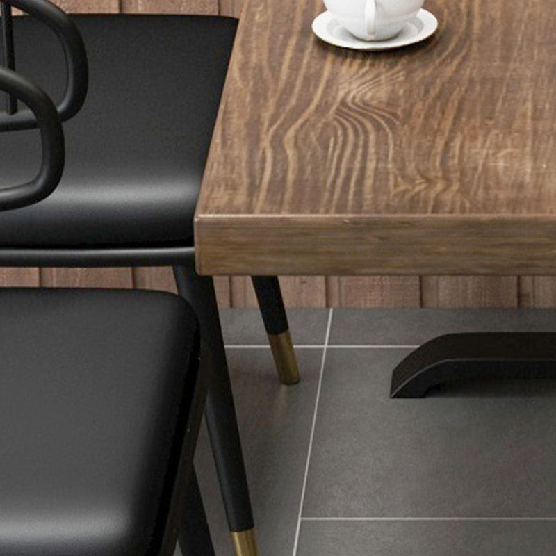 Solid Wood Dining Table Industrial Square Dining Table with Metal Base