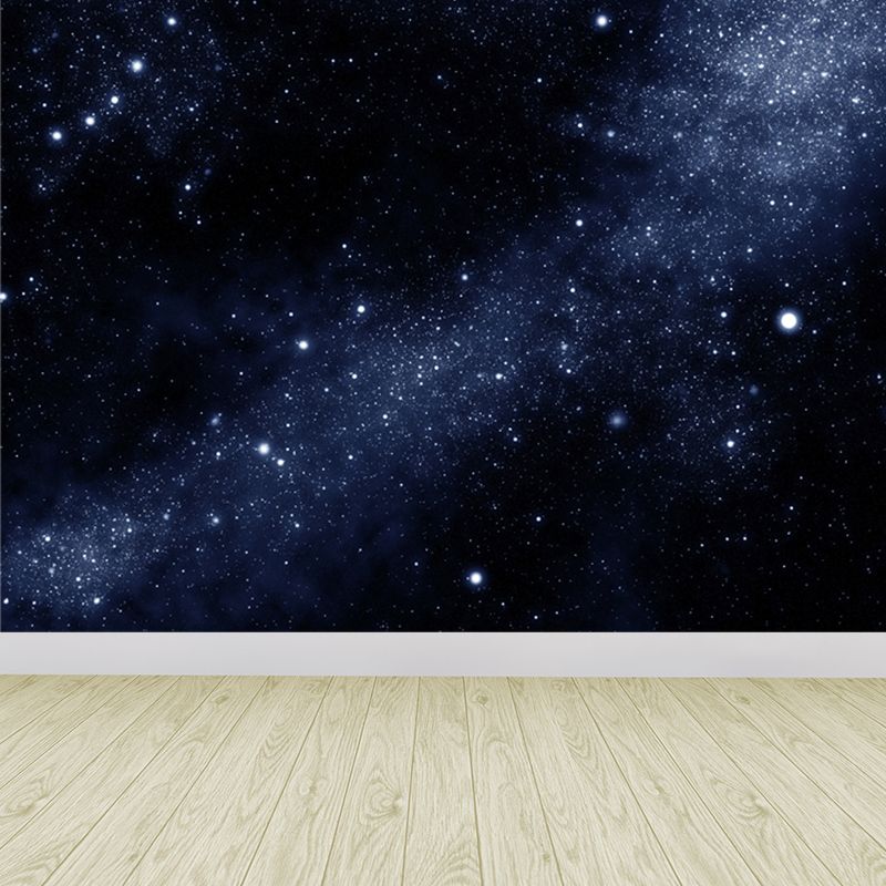 Night Sky Constellations Mural Decal Contemporary Non-Woven Texture Wall Covering in Blue